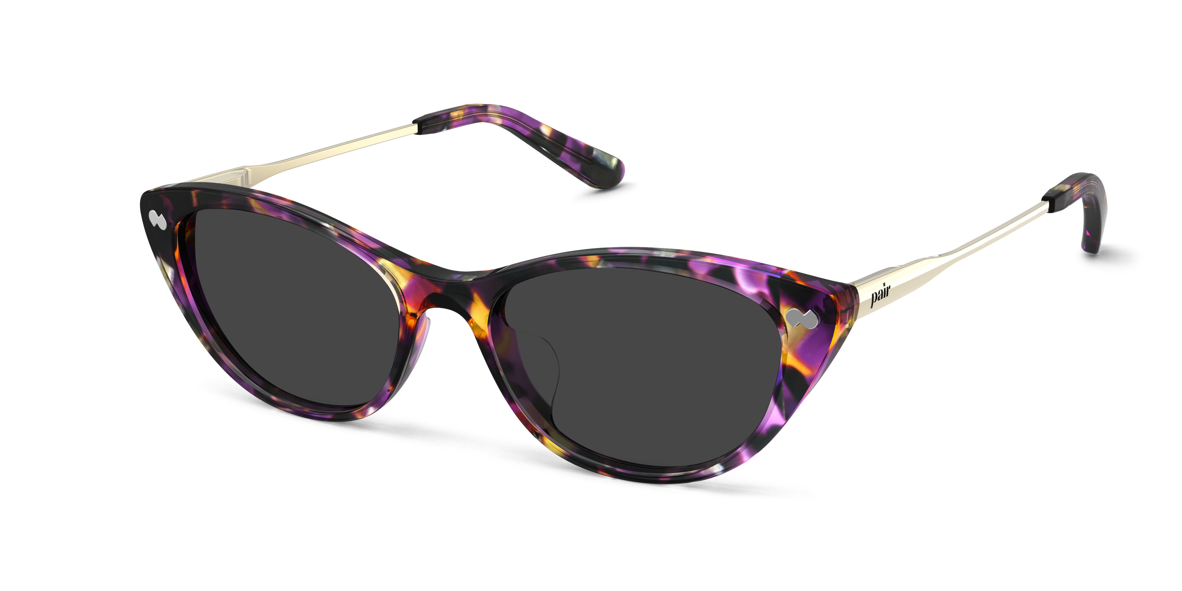 The ella - Purple Confetti Tortoise Acetate Gold Metal Sun  display picture 3