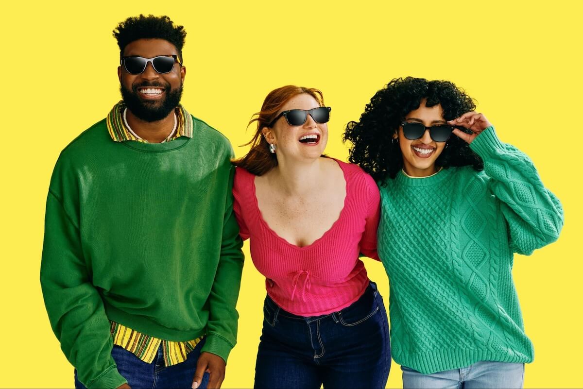 3 people wearing UV protection glasses