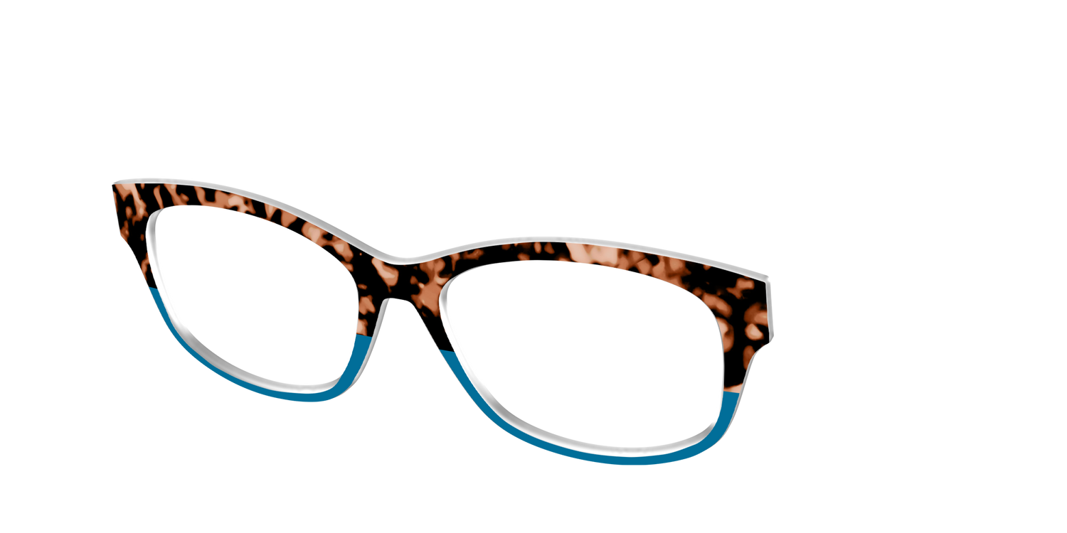 The Bondi Blue Tortoise Split - Angle Top Image - Pair Eyewear