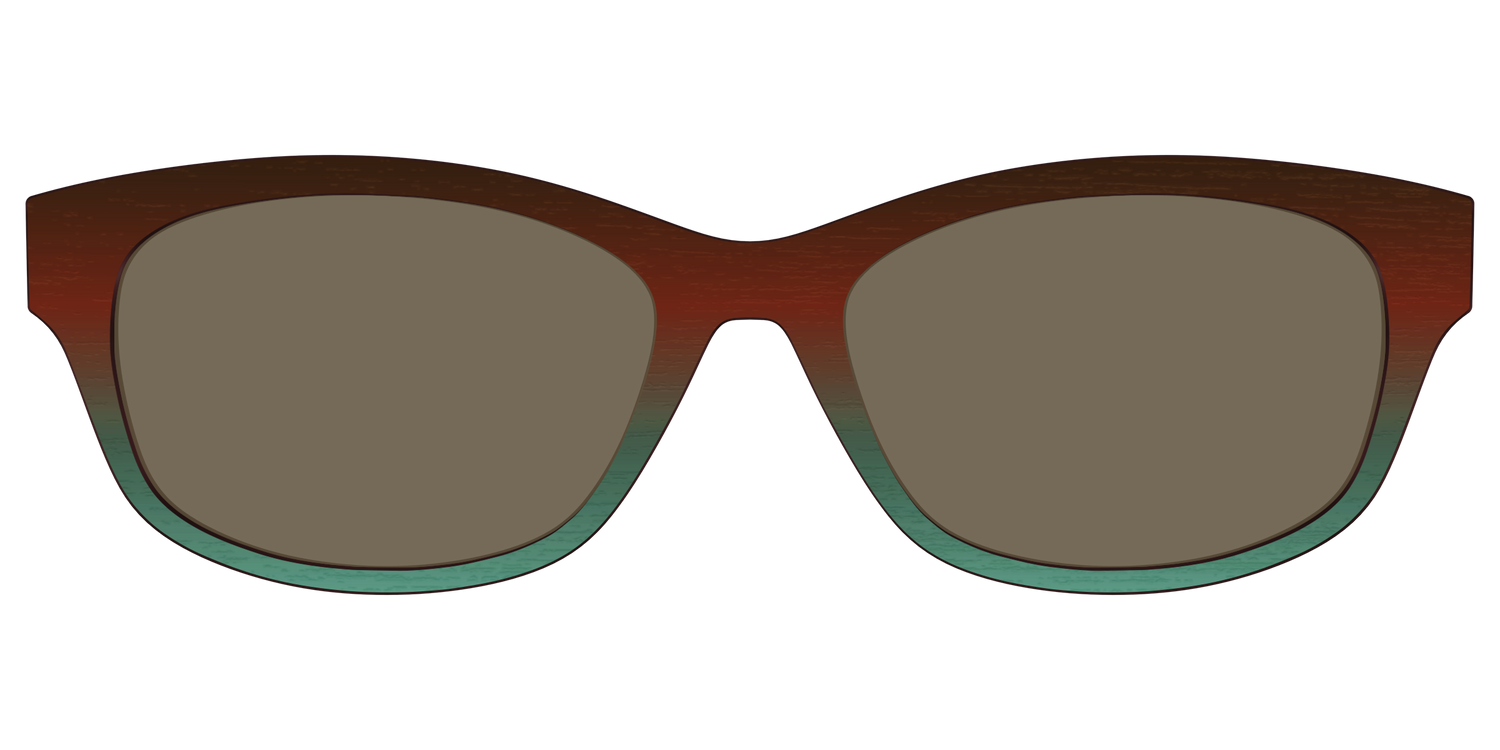 The Polarized Mahogany to Juniper Woodgrain Sun Top - Front Top Image - Pair Eyewear
