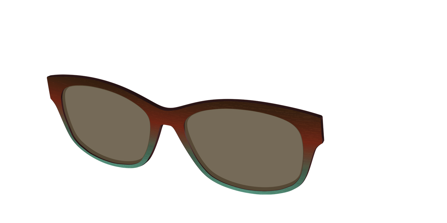 The Polarized Mahogany to Juniper Woodgrain Sun Top - Angle Top Image - Pair Eyewear