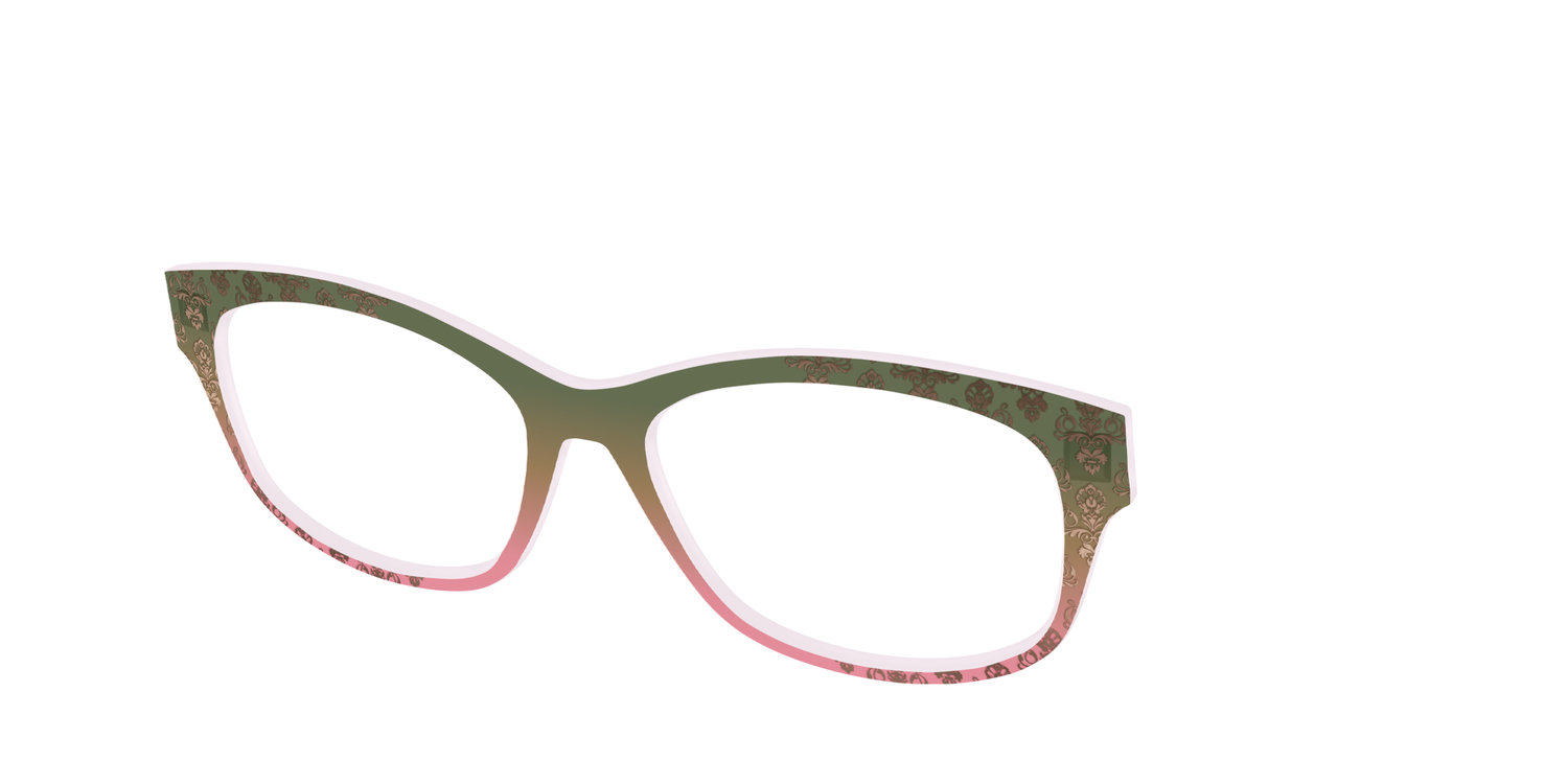 The Olive to Rose Trellis with Champagne Foil - Angle Top Image - Pair Eyewear