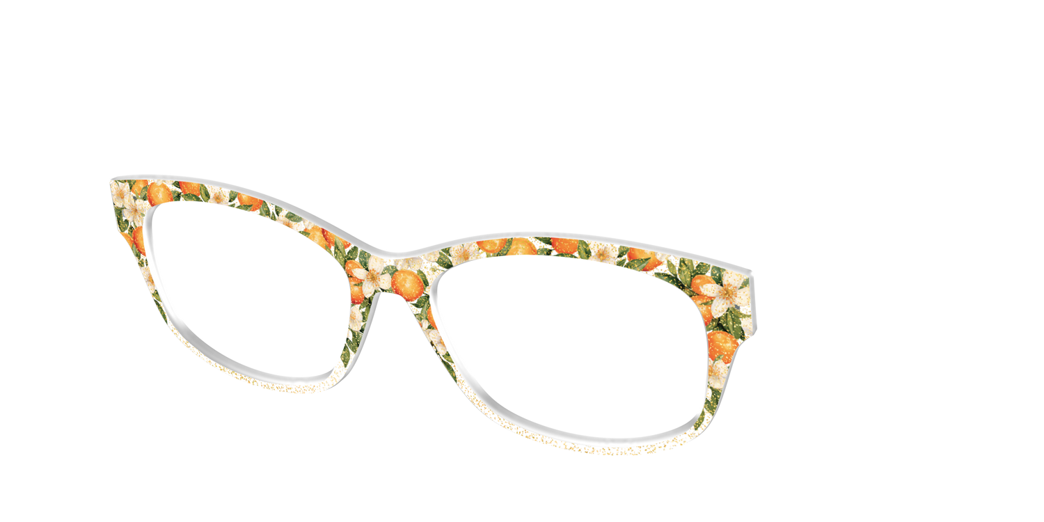 The Orange Blossom Glitter Crystal - Angle Top Image - Pair Eyewear