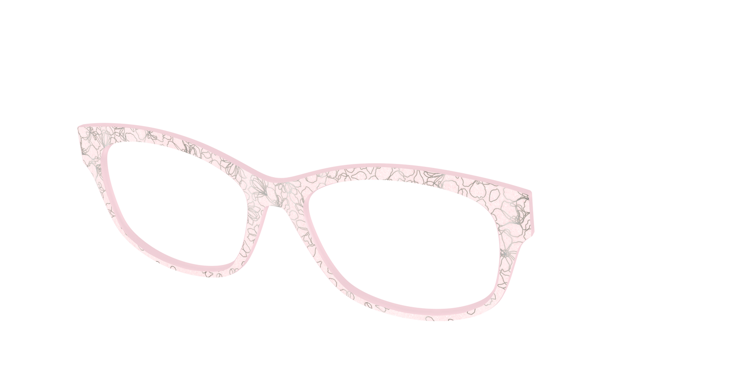 The Pink Shimmer Petals with Silver Foil - Angle Top Image - Pair Eyewear
