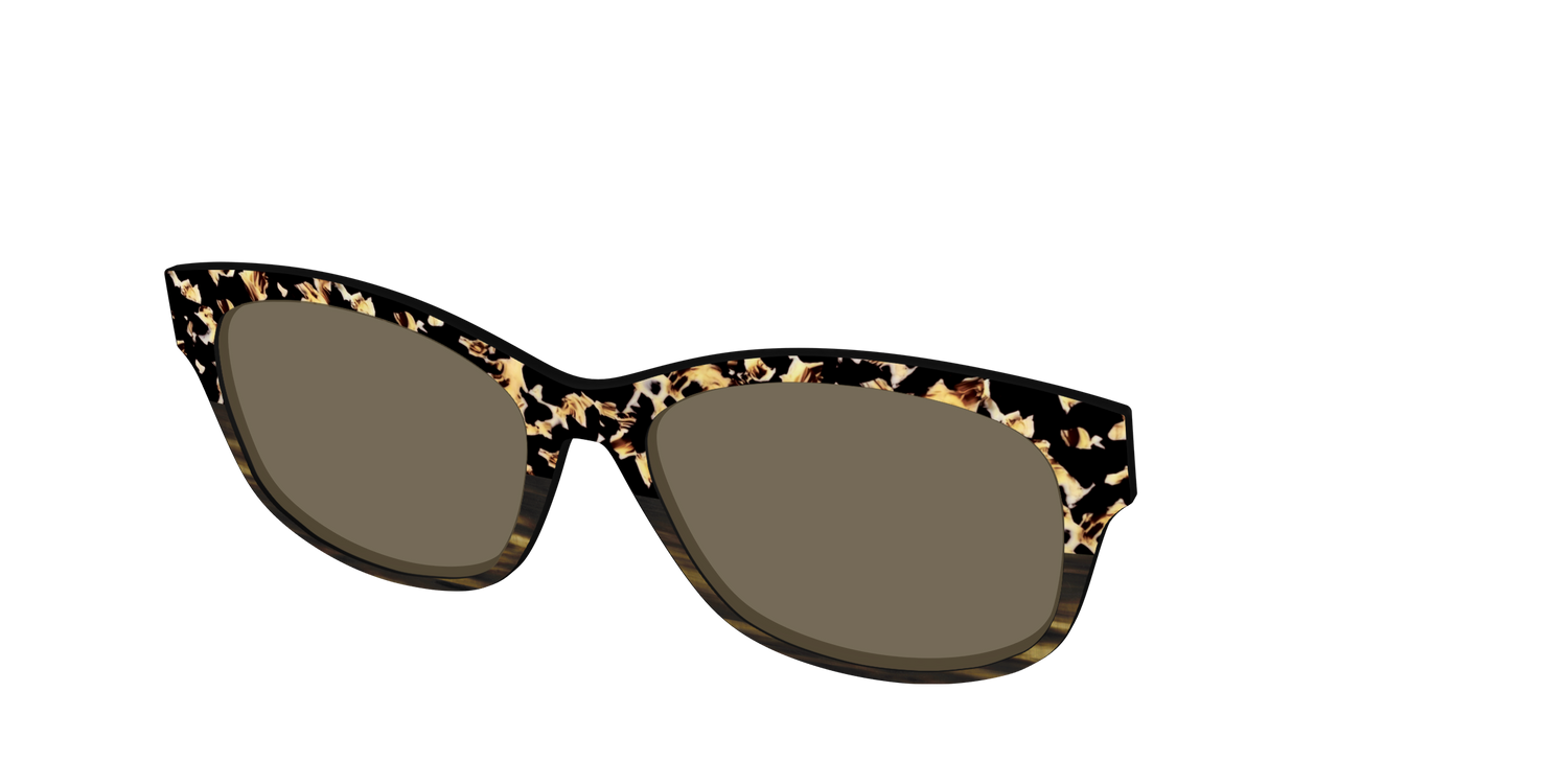 The Polarized Caramel Tortoise Horn Split Sun Top - Angle Top Image - Pair Eyewear