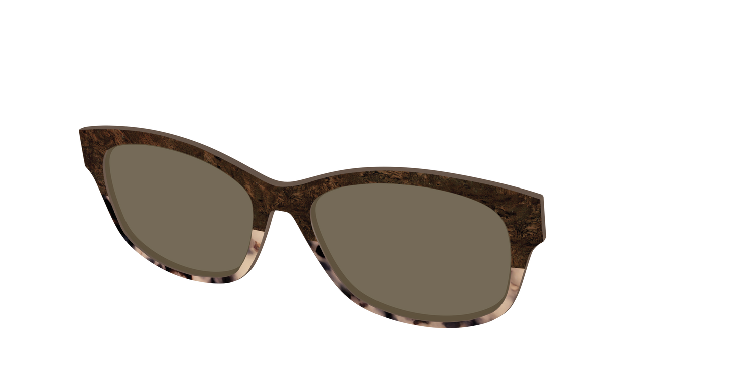 The Polarized Dark Oak Tortoise Split Sun Top - Angle Top Image - Pair Eyewear
