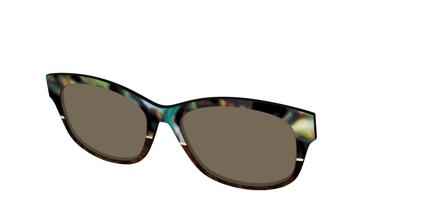 The Polarized Mirage Split with Gold Foil Sun Top - Angle Top Image - Pair Eyewear