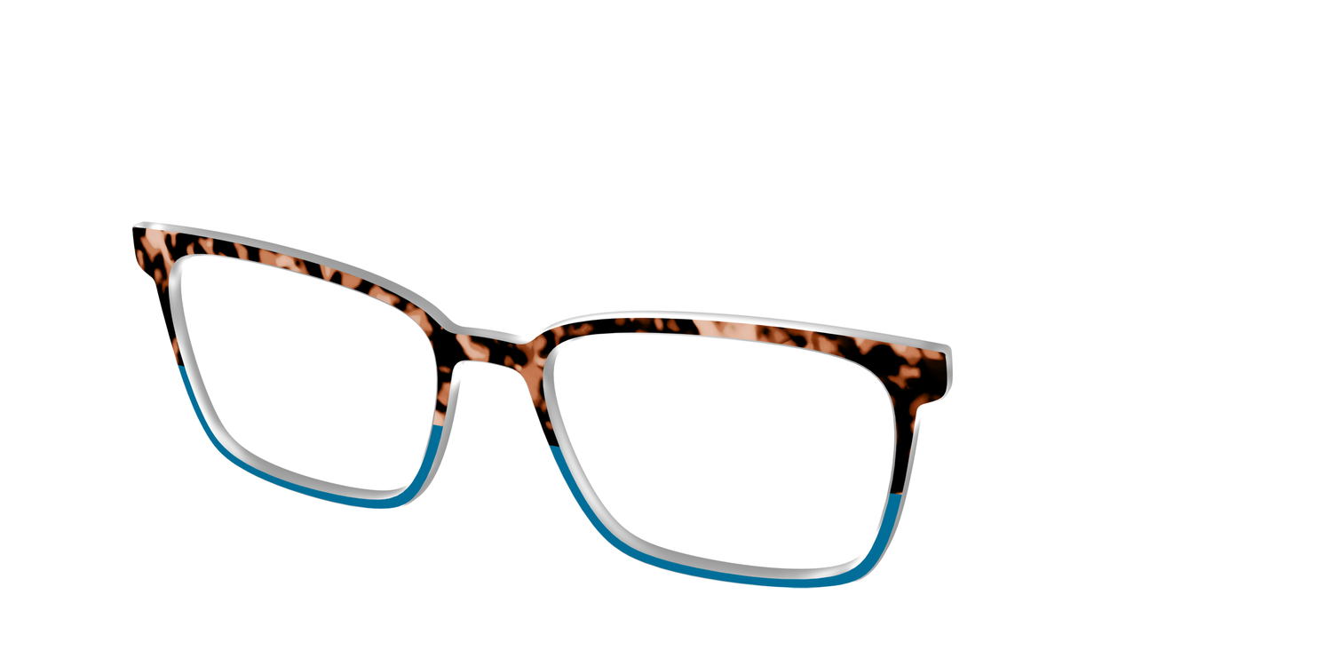 The Bondi Blue Tortoise Split - Angle Top Image - Pair Eyewear