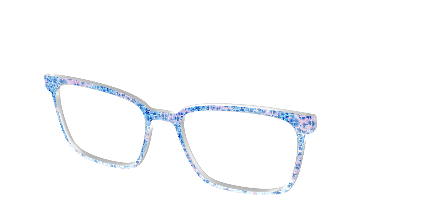 The Hydrangea Confetti Crystal with Gold Foil - Angle Top Image - Pair Eyewear