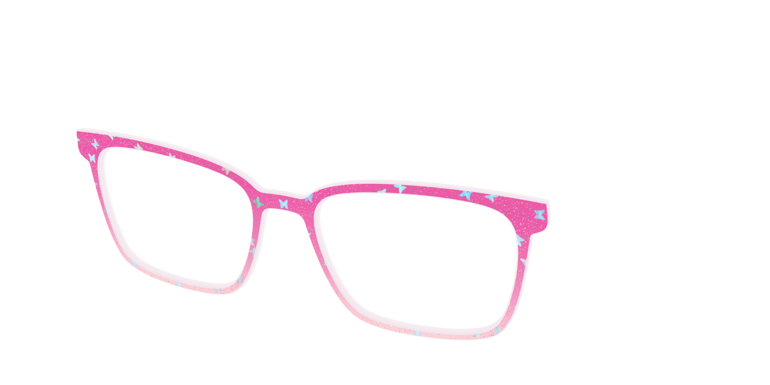 The Pink Butterfly Sparkle Crystal - Angle Top Image - Pair Eyewear