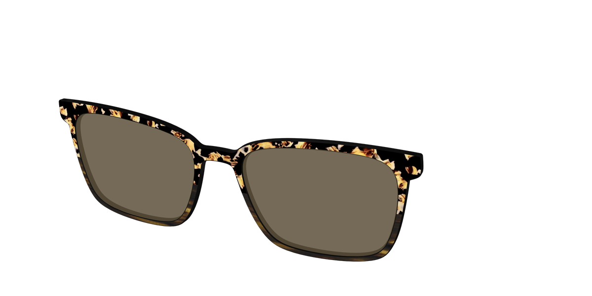 The Polarized Caramel Tortoise Horn Split Sun Top - Angle Top Image - Pair Eyewear