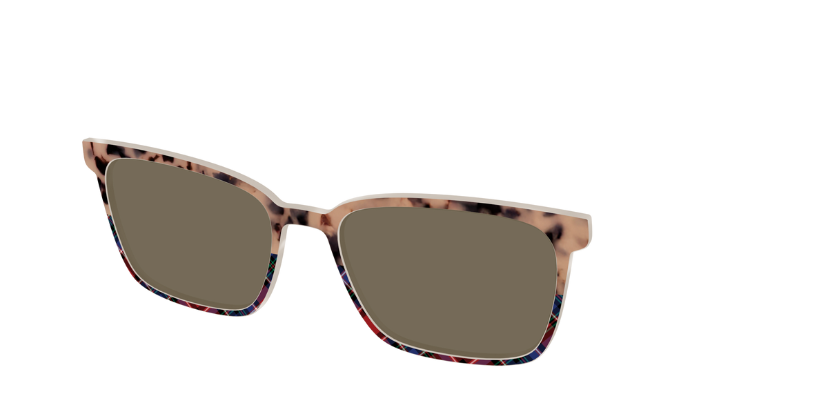 The Polarized Cookie Dough Tortoise & Plaid Split Sun Top - Angle Top Image - Pair Eyewear