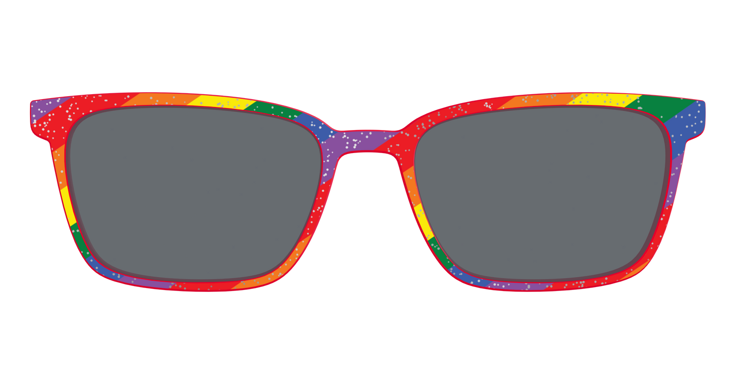 The Polarized Traditional Pride Flag Glitter Sun Top - Front Top Image - Pair Eyewear