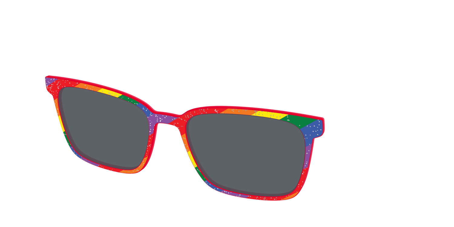 The Polarized Traditional Pride Flag Glitter Sun Top - Angle Top Image - Pair Eyewear
