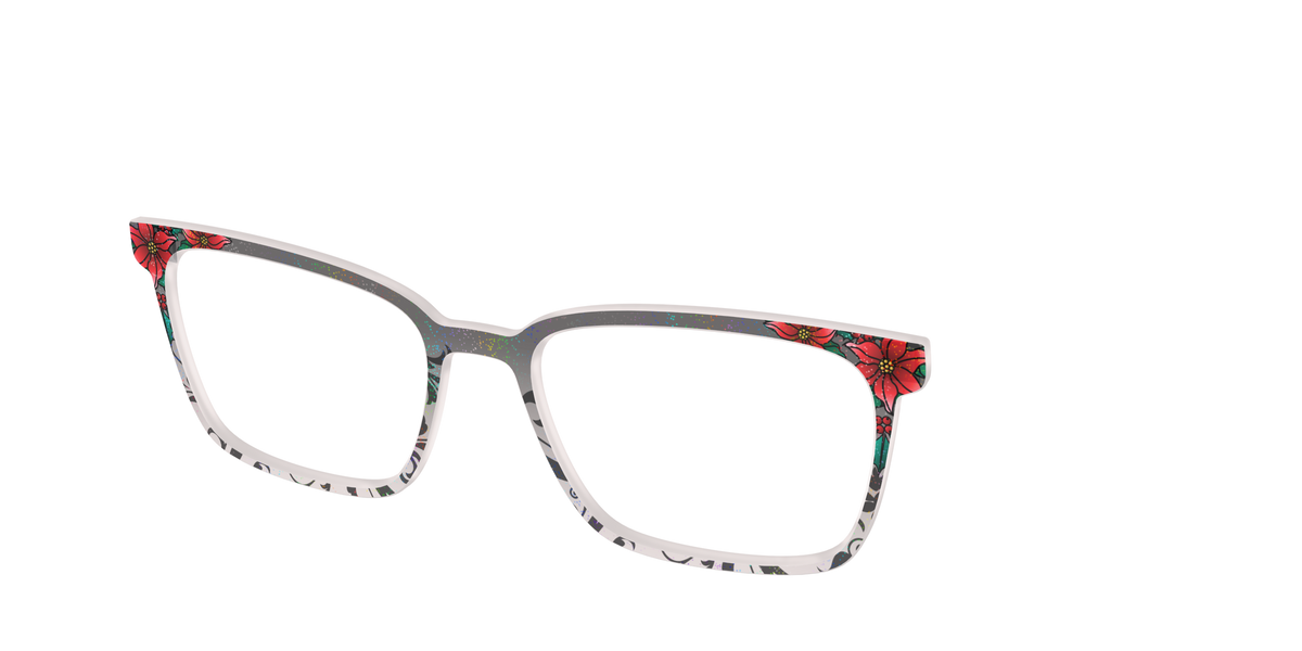 The Romantic Poinsettia Holographic Crystal - Angle Top Image - Pair Eyewear