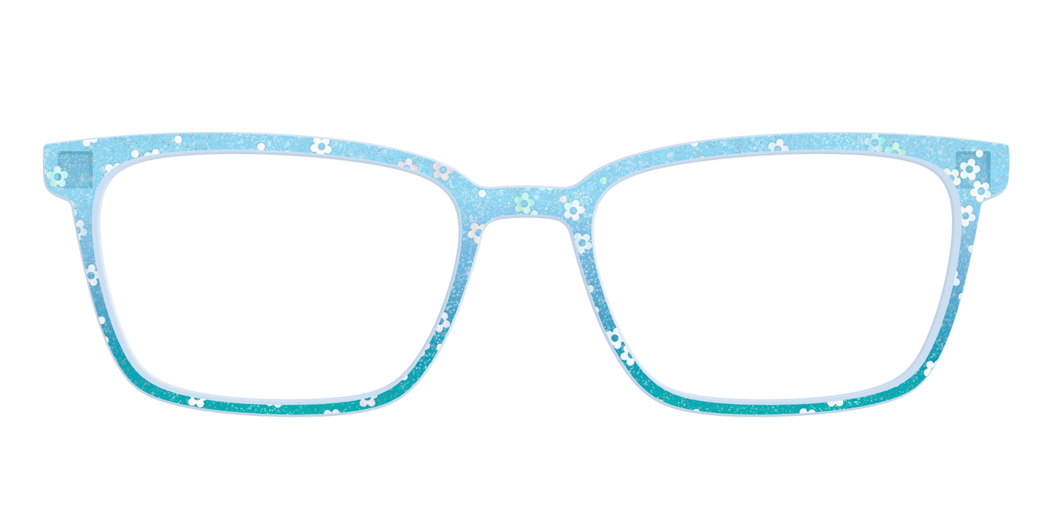 The Sky Blue Crystal with Daisy Glitter - Front Top Image - Pair Eyewear