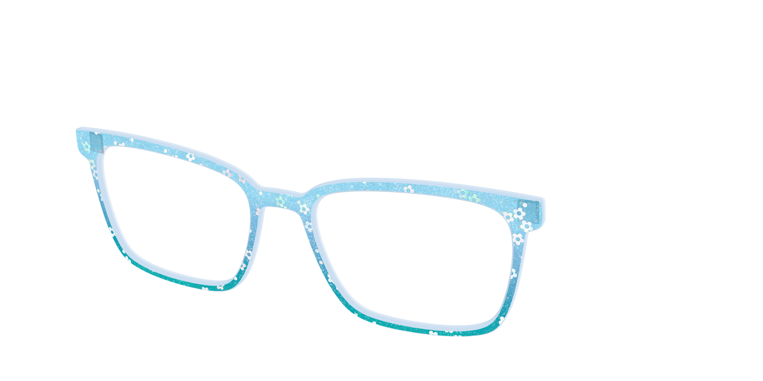 The Sky Blue Crystal with Daisy Glitter - Angle Top Image - Pair Eyewear