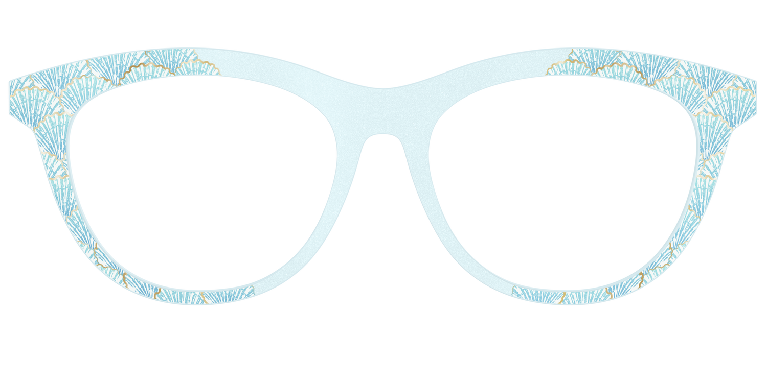The Aquamarine Shells Shimmer with Gold Foil - Front Top Image - Pair Eyewear