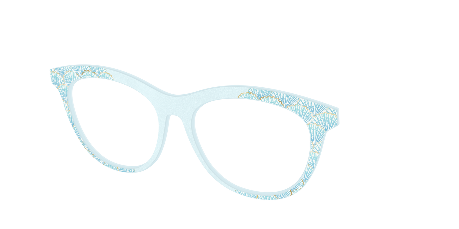 The Aquamarine Shells Shimmer with Gold Foil - Angle Top Image - Pair Eyewear