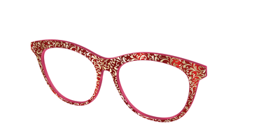 The Crimson Flair Shimmer with Gold Foil - Angle Top Thumbnail - Pair Eyewear