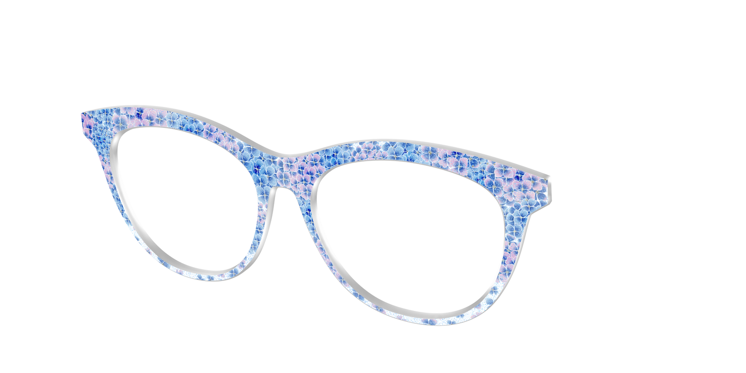 The Hydrangea Confetti Crystal with Gold Foil - Angle Top Image - Pair Eyewear