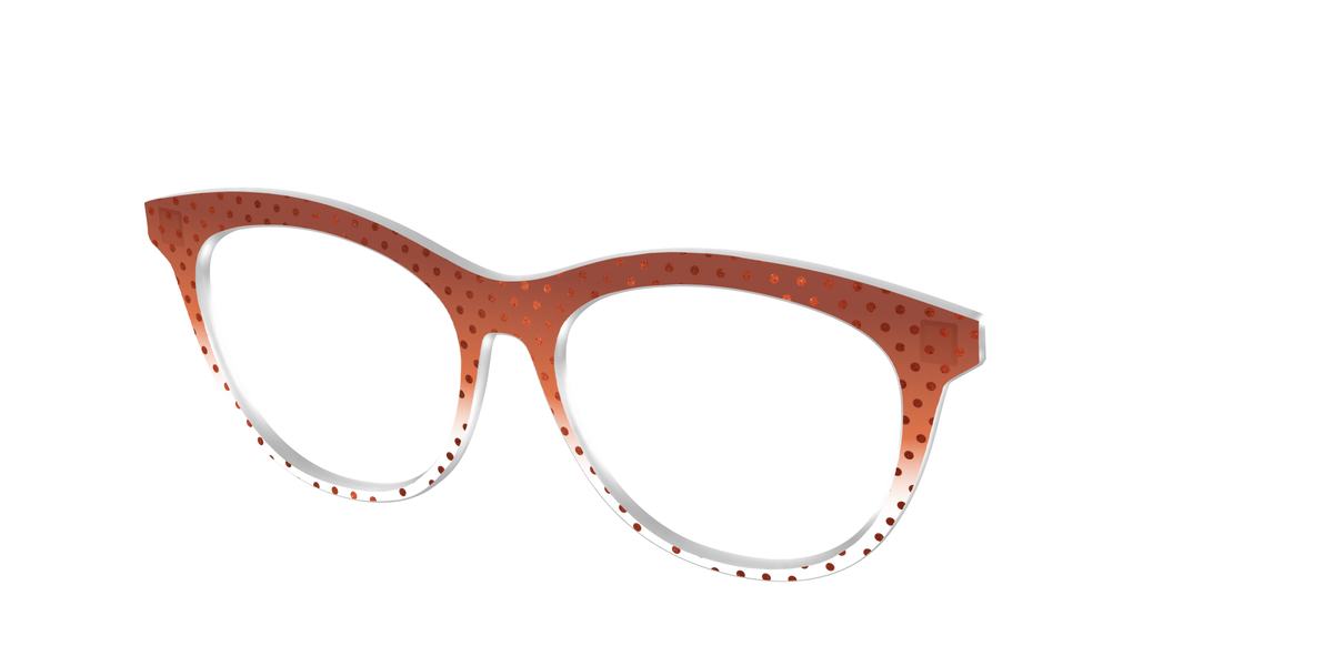 The Inferno Orange Gradient Crystal Polka Dots - Angle Top Image - Pair Eyewear