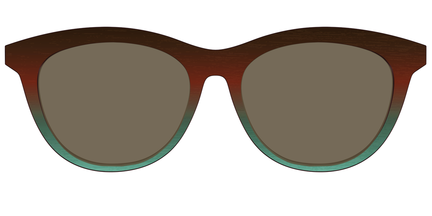 The Polarized Mahogany to Juniper Woodgrain Sun Top - Front Top Image - Pair Eyewear