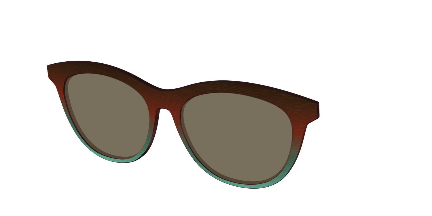 The Polarized Mahogany to Juniper Woodgrain Sun Top - Angle Top Image - Pair Eyewear