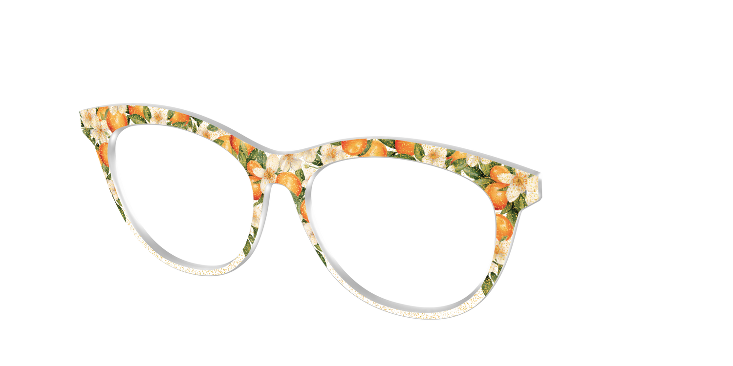 The Orange Blossom Glitter Crystal - Angle Top Image - Pair Eyewear