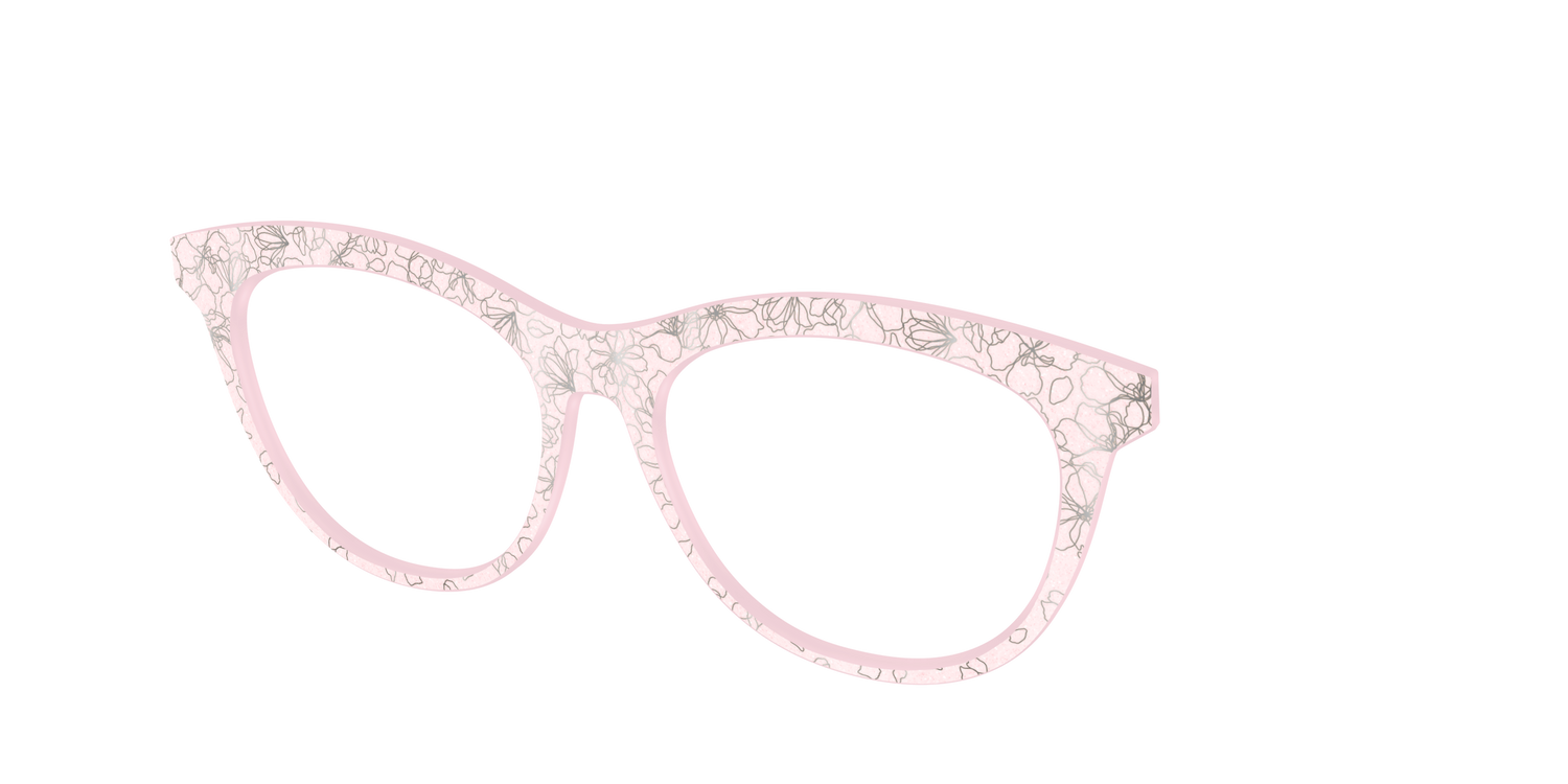 The Pink Shimmer Petals with Silver Foil - Angle Top Image - Pair Eyewear