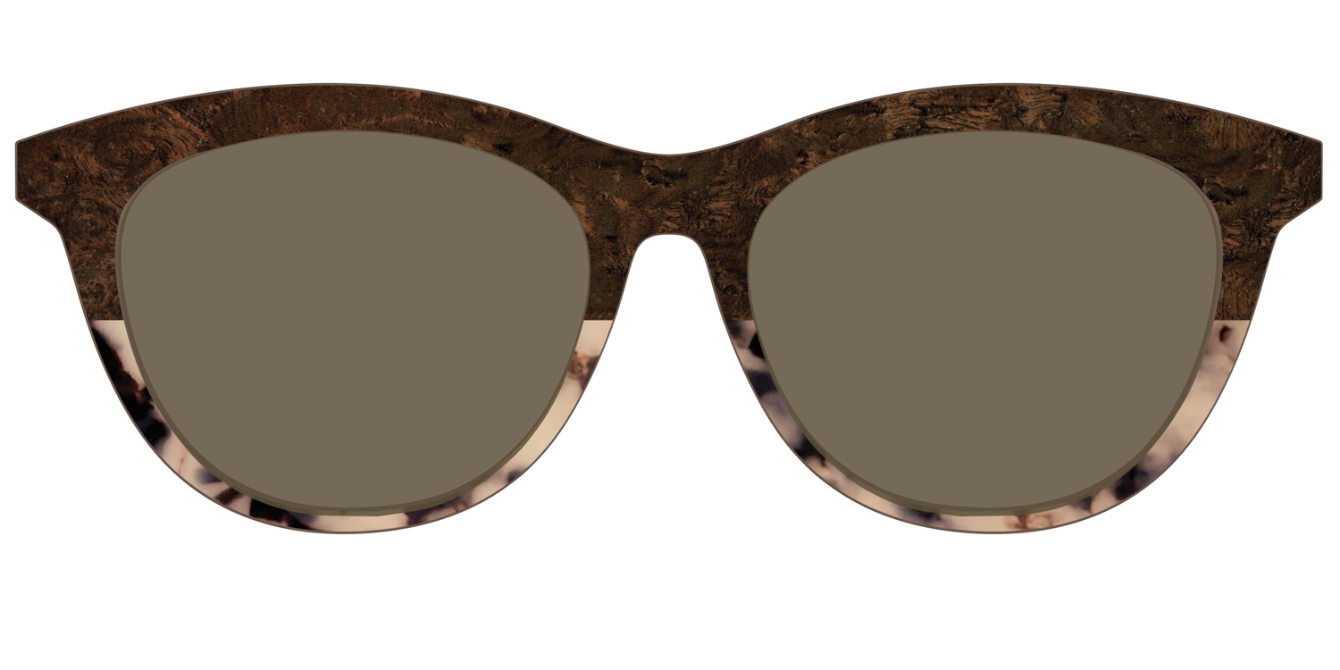 The Polarized Dark Oak Tortoise Split Sun Top - Front Top Image - Pair Eyewear