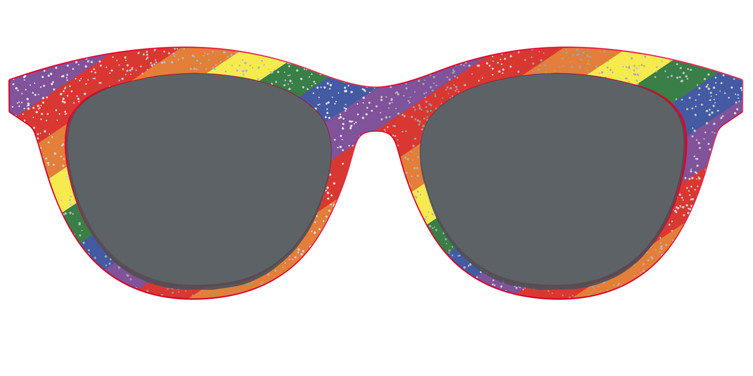 The Polarized Traditional Pride Flag Glitter Sun Top - Front Top Image - Pair Eyewear