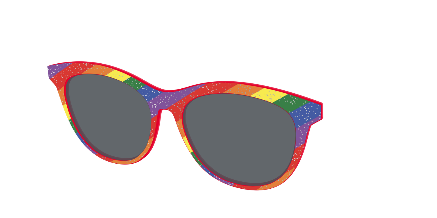 The Polarized Traditional Pride Flag Glitter Sun Top - Angle Top Image - Pair Eyewear