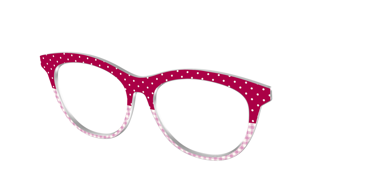 The Raspberry Pin Dot Split - Angle Top Image - Pair Eyewear