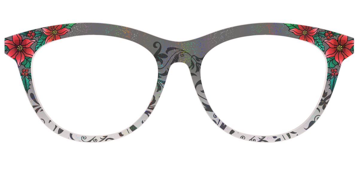 The Romantic Poinsettia Holographic Crystal - Front Top Image - Pair Eyewear