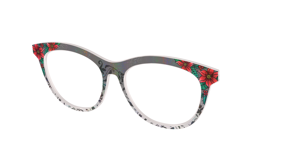 The Romantic Poinsettia Holographic Crystal - Angle Top Image - Pair Eyewear