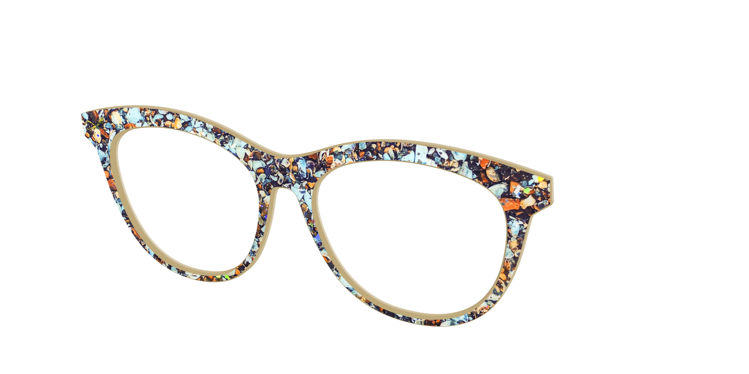 The Seashell Tortoise with Holographic Glitter - Angle Top Image - Pair Eyewear