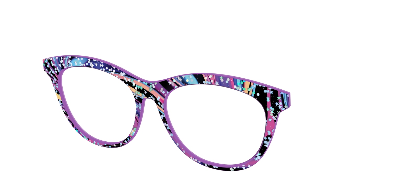 The Vaporwave Marble with Star Glitter - Angle Top Image - Pair Eyewear