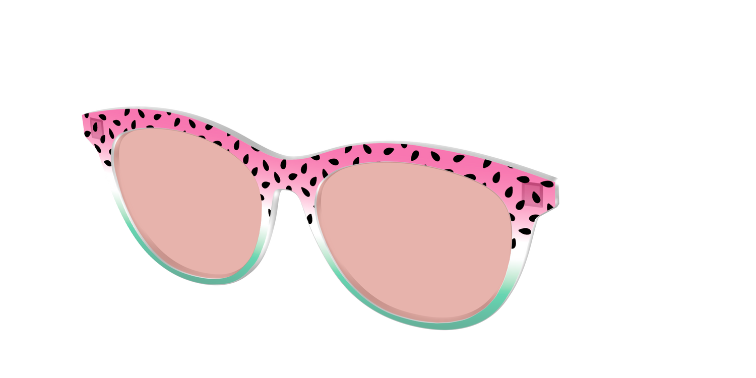 The Watermelon Crystal with Coral Pink Lens - Angle Top Image - Pair Eyewear