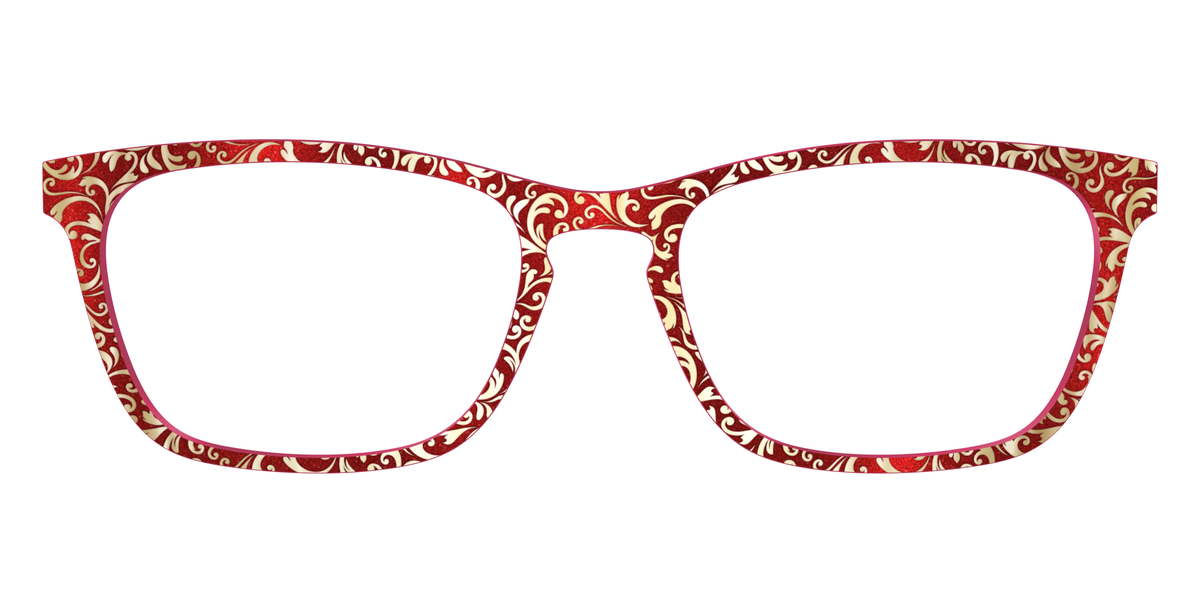 The Crimson Flair Shimmer with Gold Foil - Front Top Image - Pair Eyewear