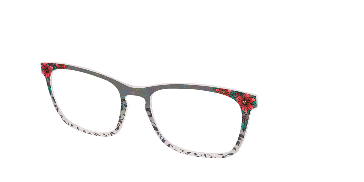 The Romantic Poinsettia Holographic Crystal - Angle Top Image - Pair Eyewear