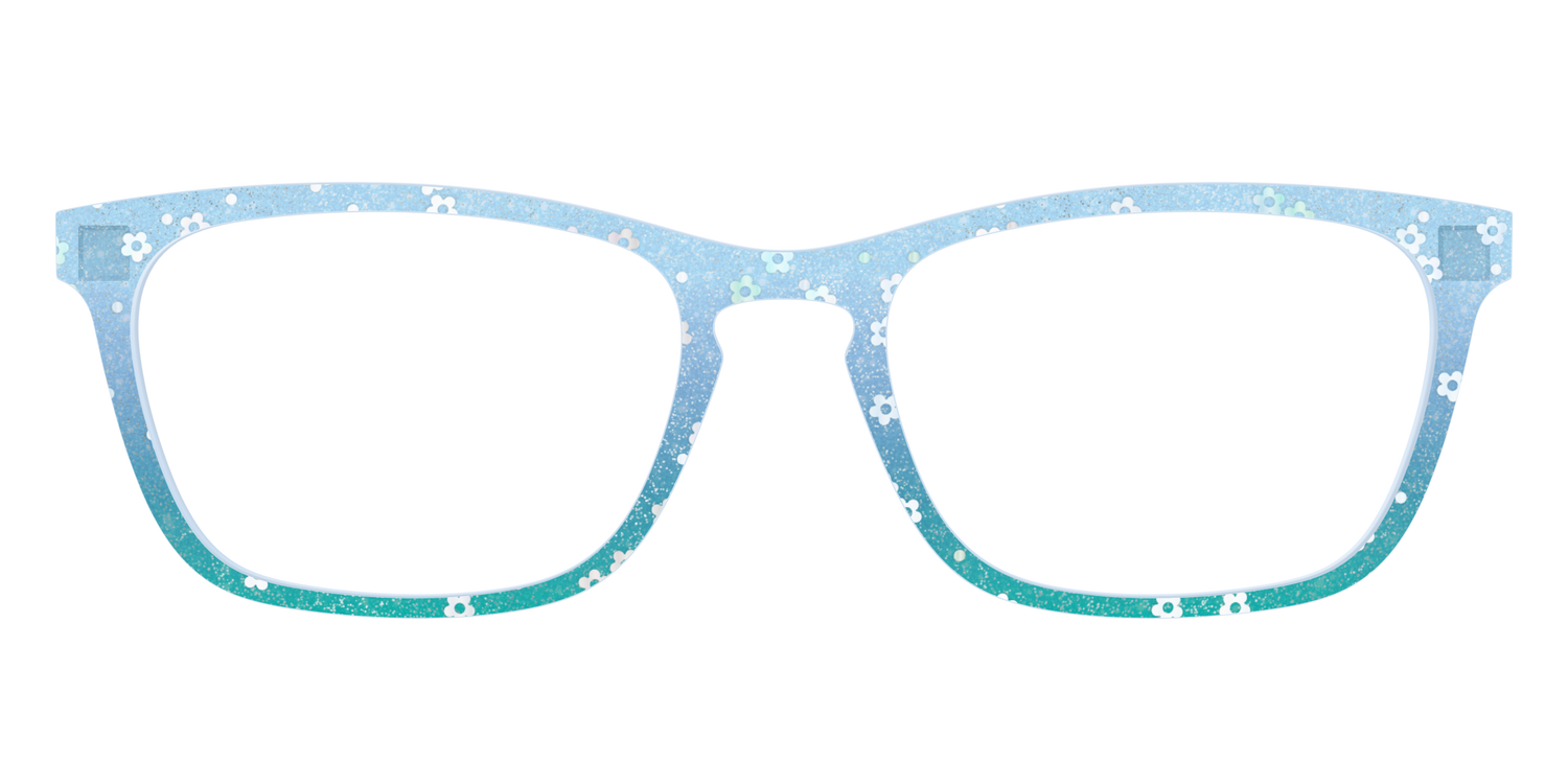 The Sky Blue Crystal with Daisy Glitter - Front Top Image - Pair Eyewear