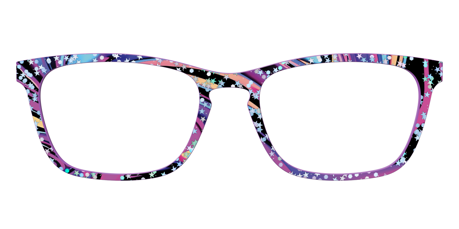 The Vaporwave Marble with Star Glitter - Front Top Image - Pair Eyewear