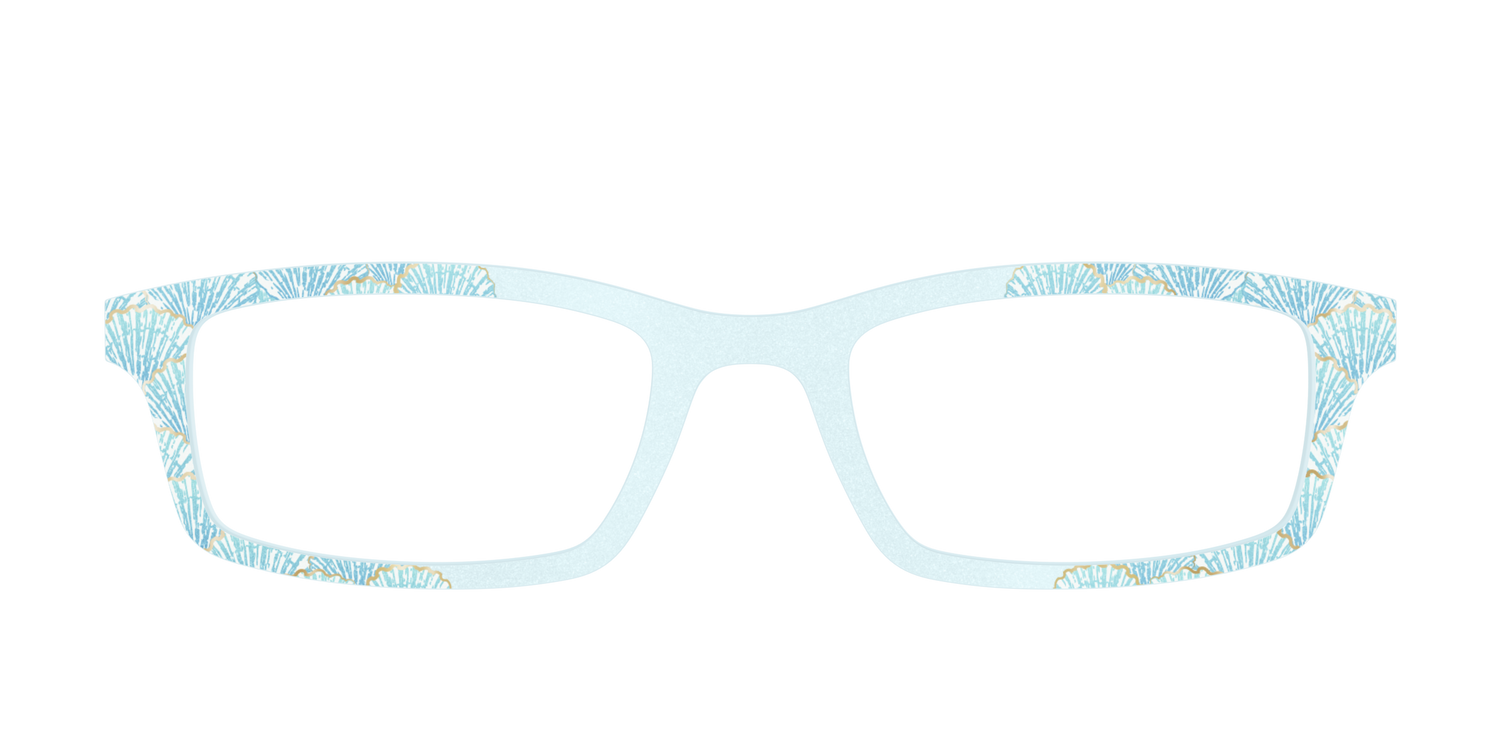 The Aquamarine Shells Shimmer with Gold Foil - Front Top Image - Pair Eyewear