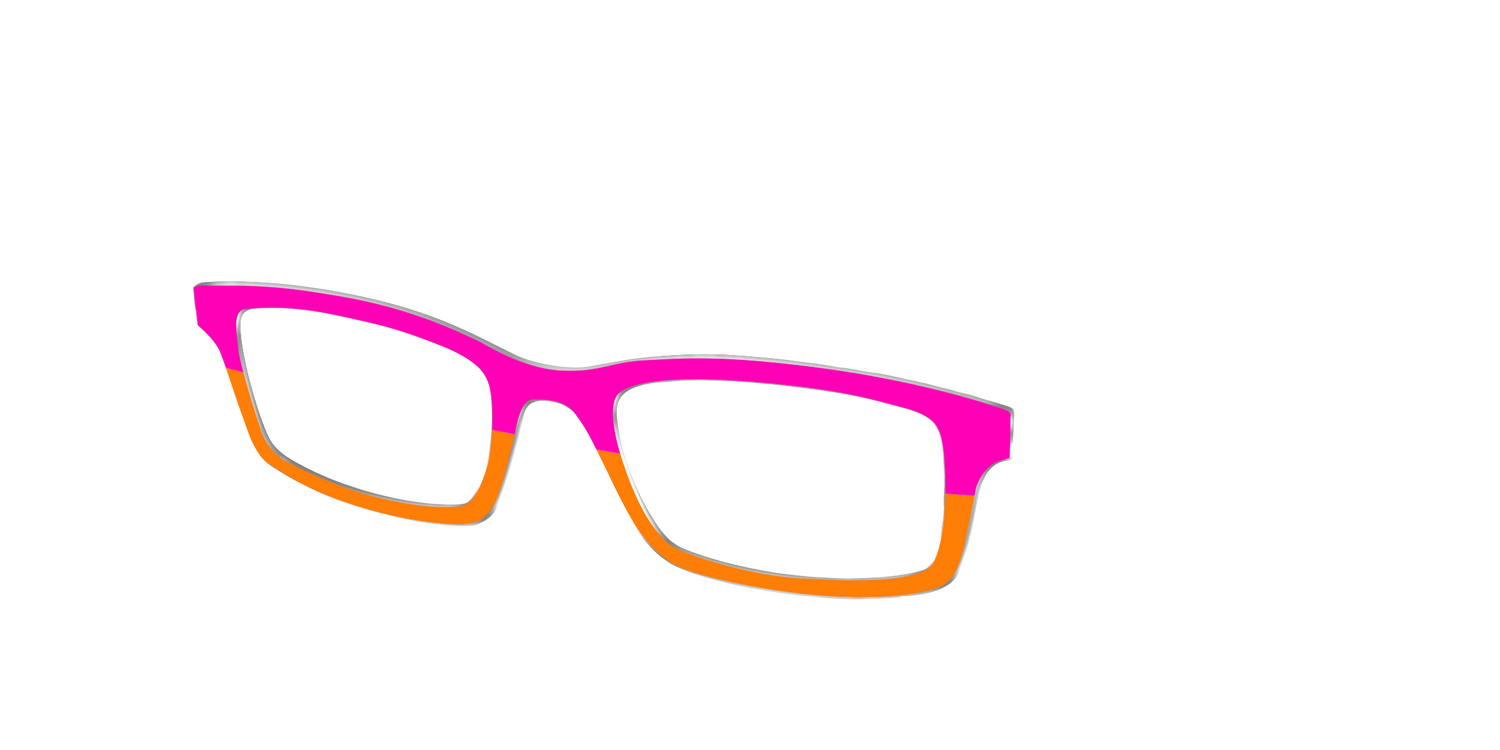 The Cerise and Tangerine Split - Angle Top Image - Pair Eyewear