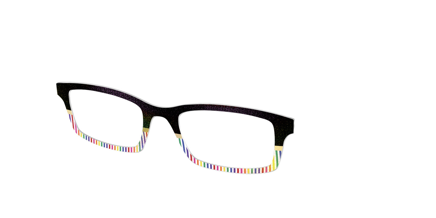 The Chic Pride Stripes Crystal with Gold Foil - Angle Top Image - Pair Eyewear