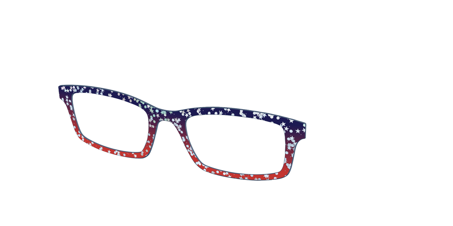 The Navy to Scarlet Gradient with Star Glitter - Angle Top Image - Pair Eyewear