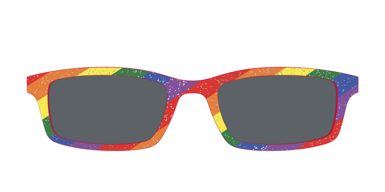 The Polarized Traditional Pride Flag Glitter Sun Top - Front Top Image - Pair Eyewear