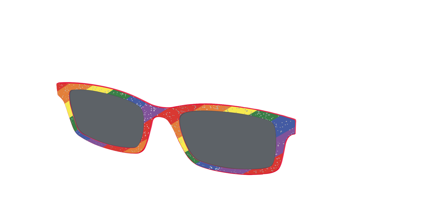 The Polarized Traditional Pride Flag Glitter Sun Top - Angle Top Image - Pair Eyewear