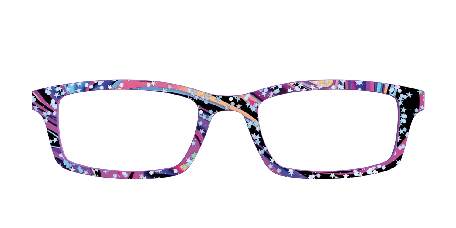 The Vaporwave Marble with Star Glitter - Front Top Image - Pair Eyewear